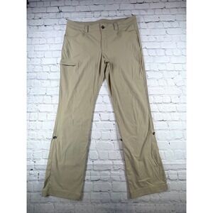 Eddie Bauer Hiking Pants Women 14 Tan Excellent Roll Up Leg Button Straight